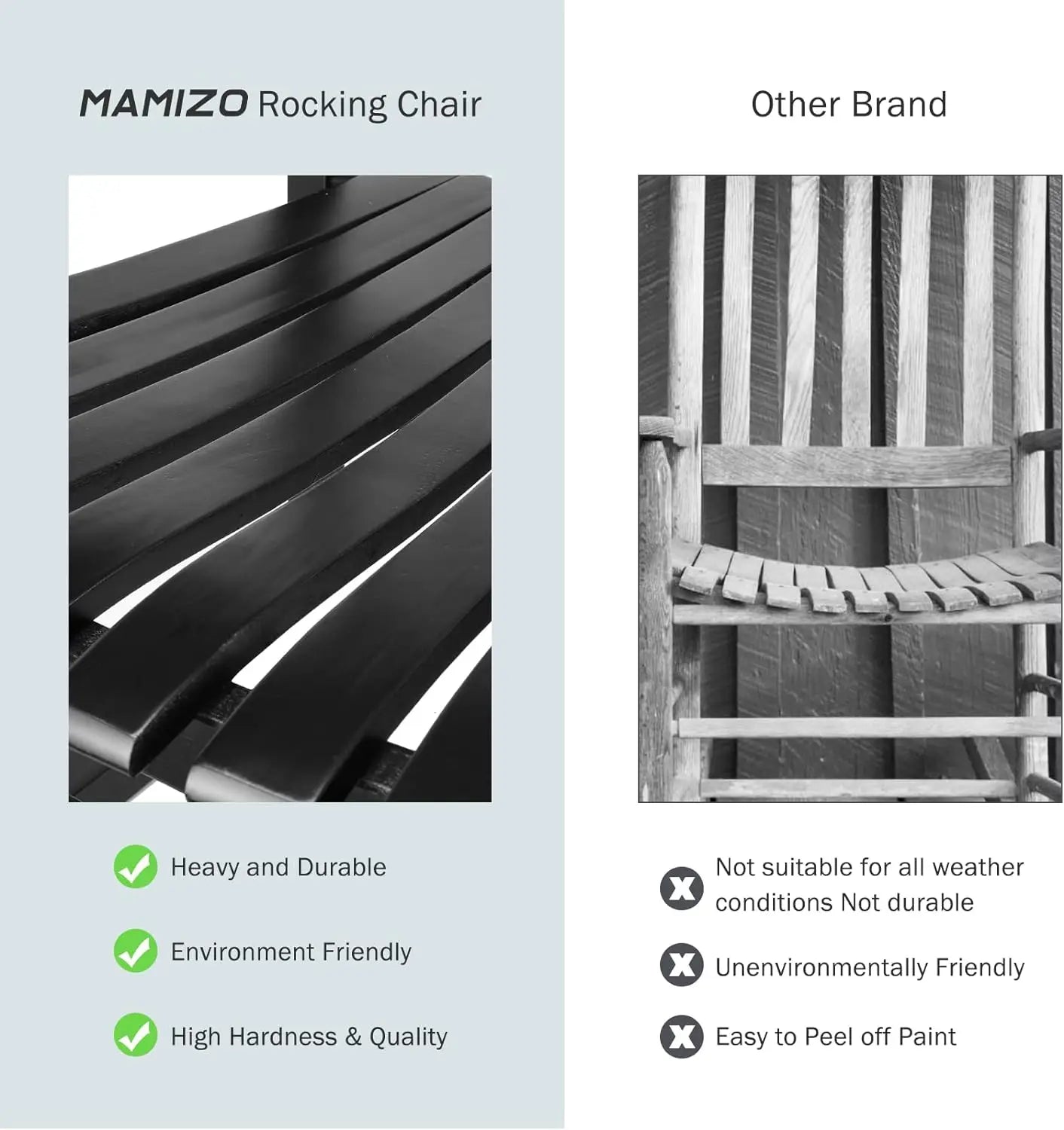 Wooden patio rocking chair with high back for outdoor indoor garden balcony,porch rocker