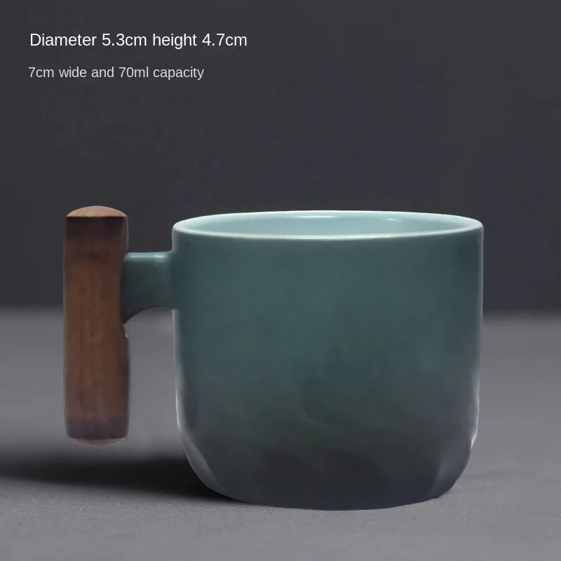 Creative handmade exquisite coffee cup vintage with wooden handle mug cups mugs drinkware kitchen dining bar home