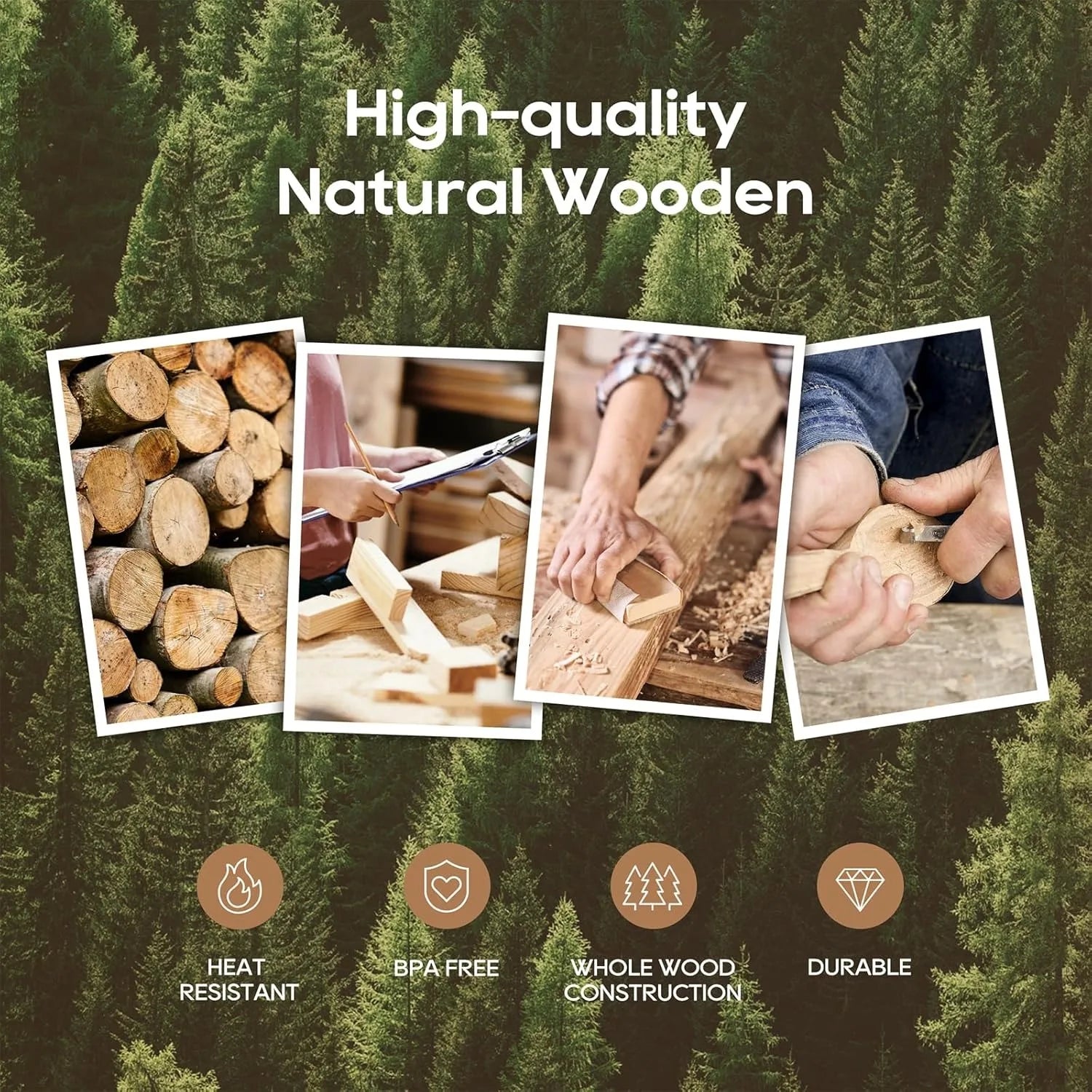 Teak wooden cooking utensils set 10 piece premium kitchen cookware non-scratch spoons for perfect - brown / united