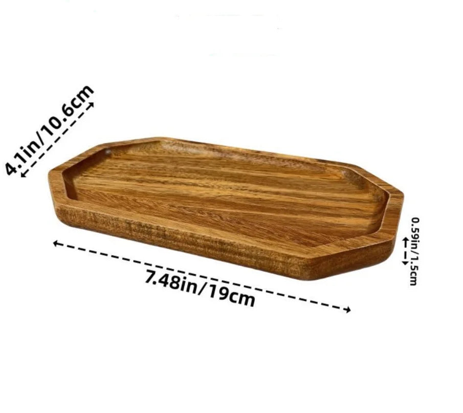 Japanese solid wood fruit plate factory wholesale wooden tray multi-size high-value snack - short octagonal / 6 inches
