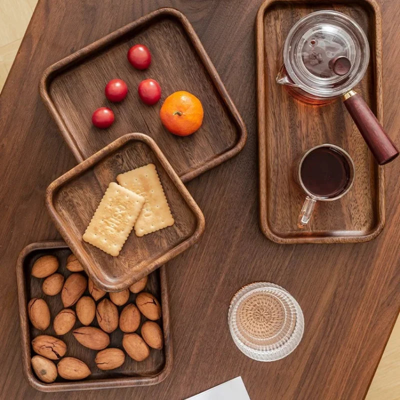 Solid wood tray acacia premium kung fu tea small fruit snacks nuts dessert plate desktop storage tableware