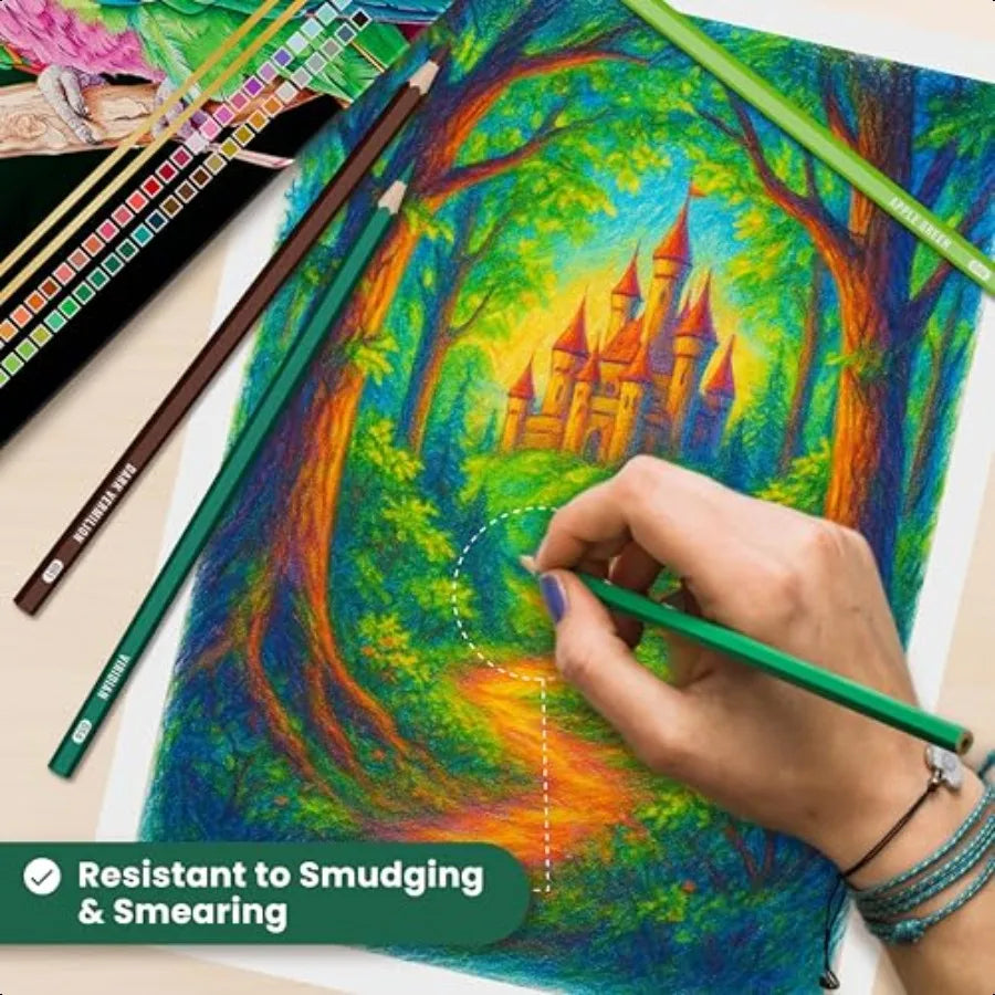 Colored pencils set of 72 soft core oilbased color with vibrant colors breakresistant foldable rollup holder adult