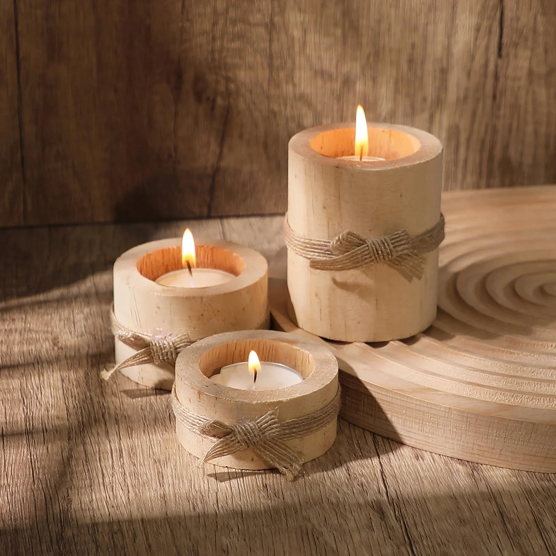 1pc/3pcs-wooden candle holders candlelight dinner props wedding anniversary valentine’s day decorations