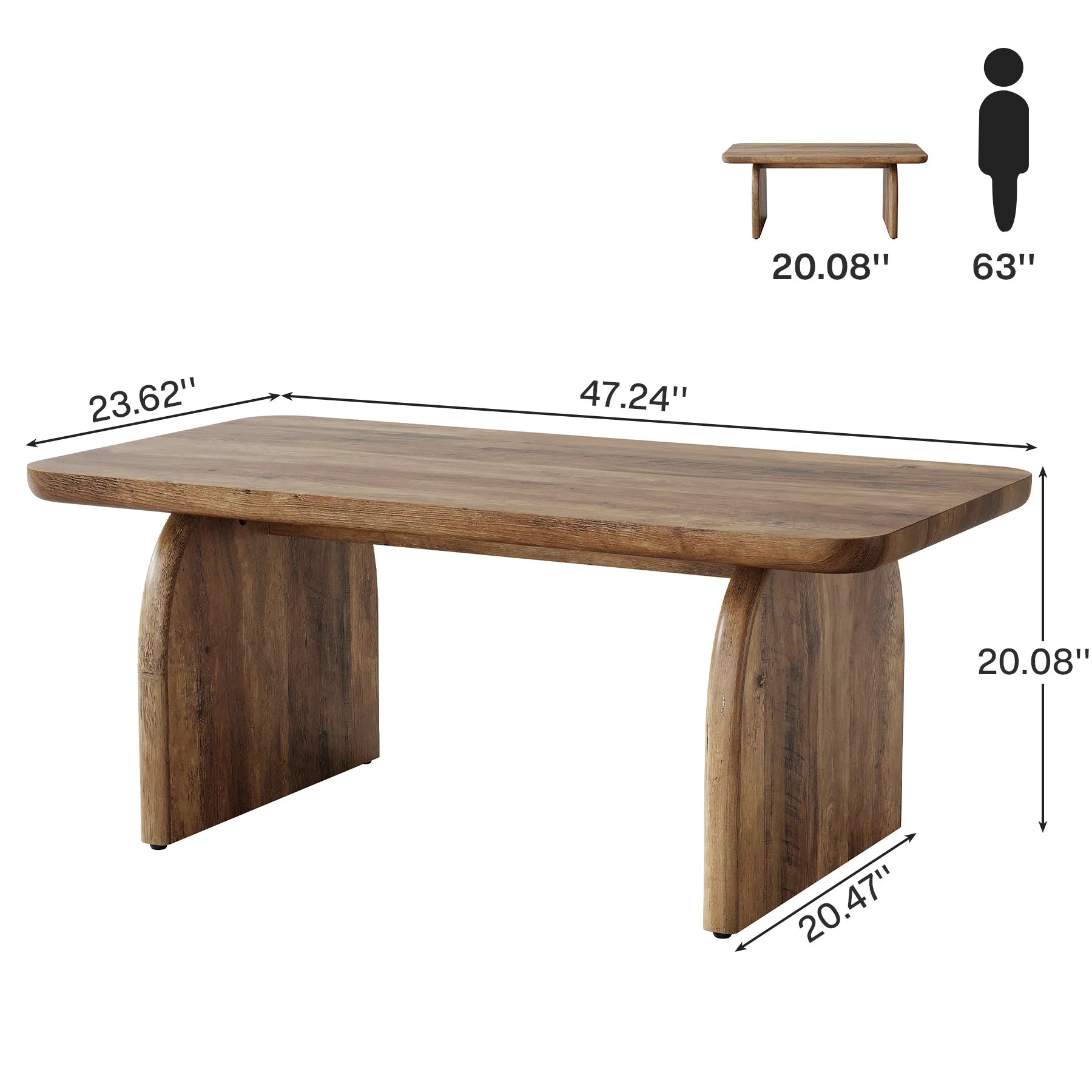 Tribesigns farmhouse rectangular coffee table 47.24-inch engineered wood center cocktail tea with sturdy base - rustic