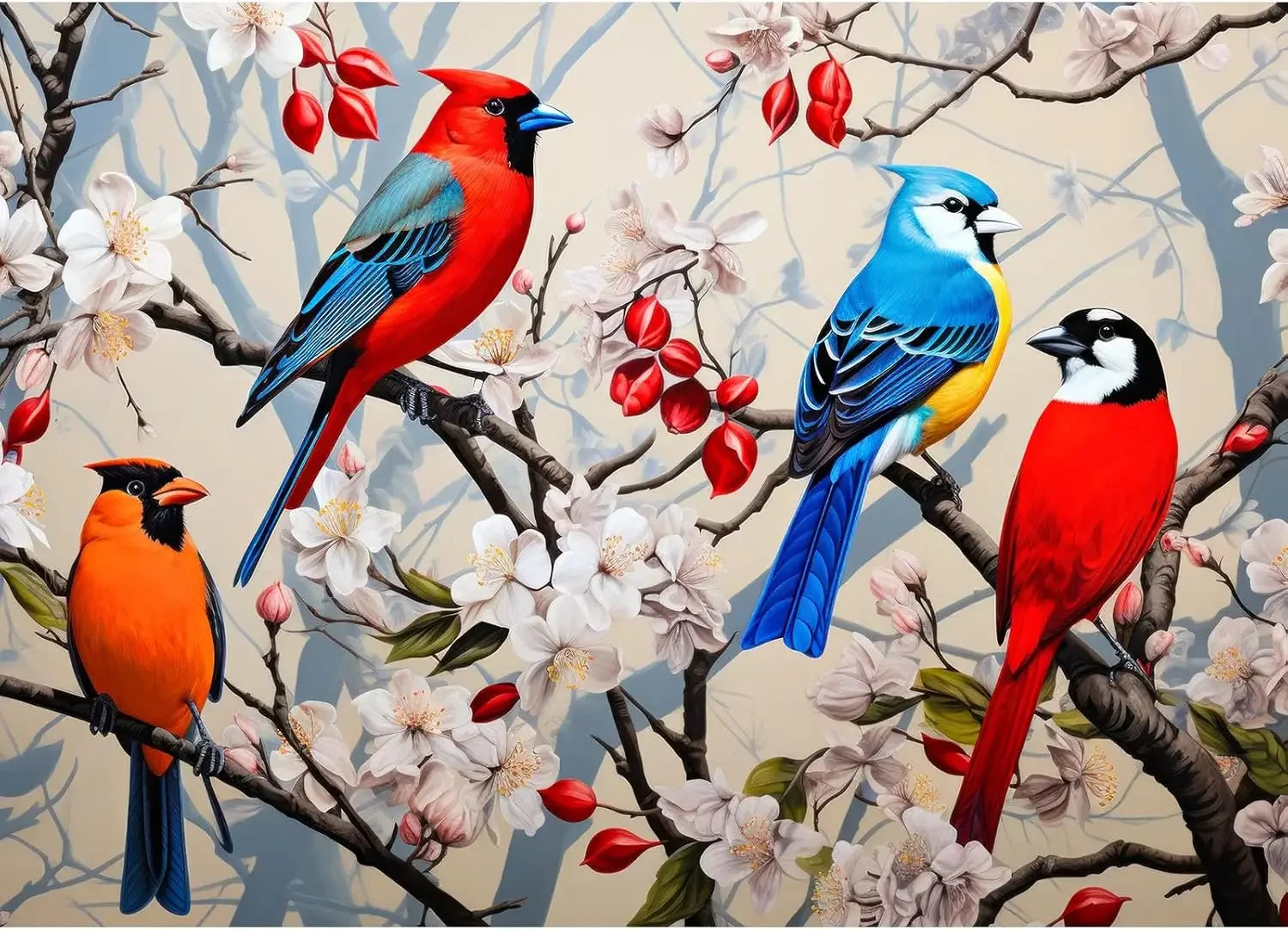 Jigsaw puzzles 300/500/1000 pieces for adults birds on branch educational fun game intellectual decompressing