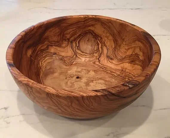 Handcrafted olive wood serving bowls - unique decorative wooden for fruit salad snacks and chips in small medium si