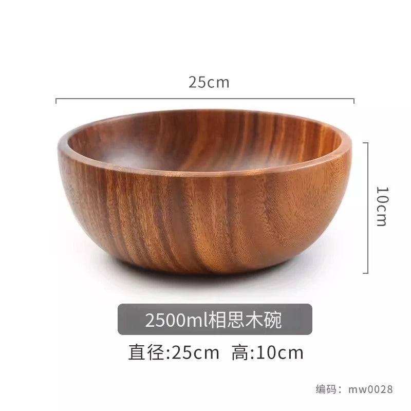 Home wooden bowl japanese acacia salad large kneading tableware - 25x10cm