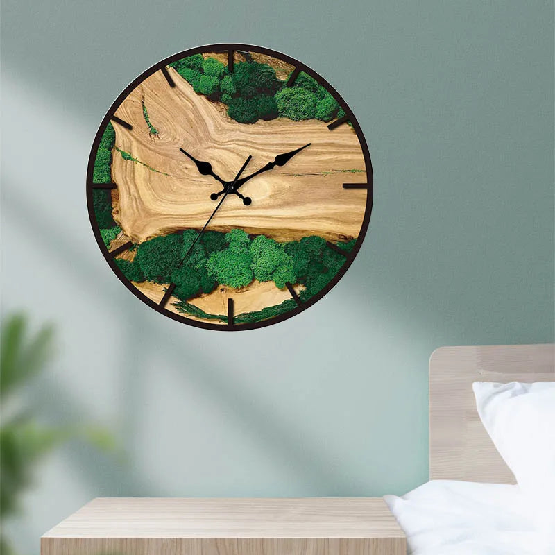 New 12 inches nordic simple acrylic wall clocks wood grain texture clock living room decorative fashion silent - 9
