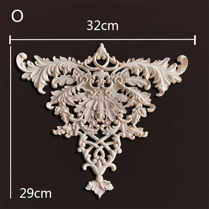 Europe wood appliques molding decals for furniture home decor carving onlays flower background wall decoration