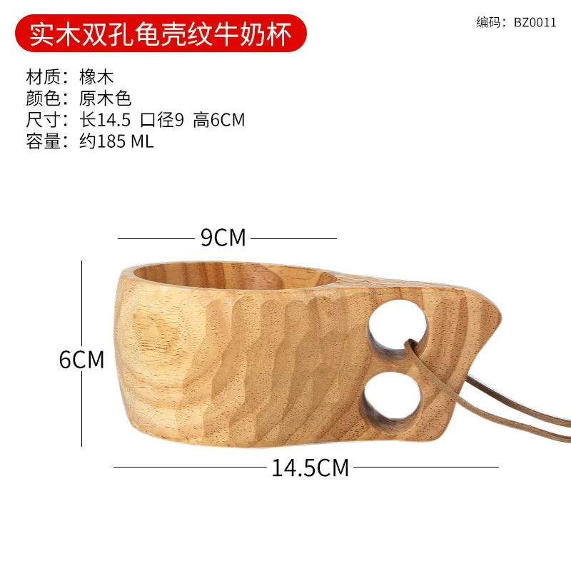 Wooden finland mug creative outdoor camping travel cup nordic style handmade milk coffee bar beer mugs - b8 185ml