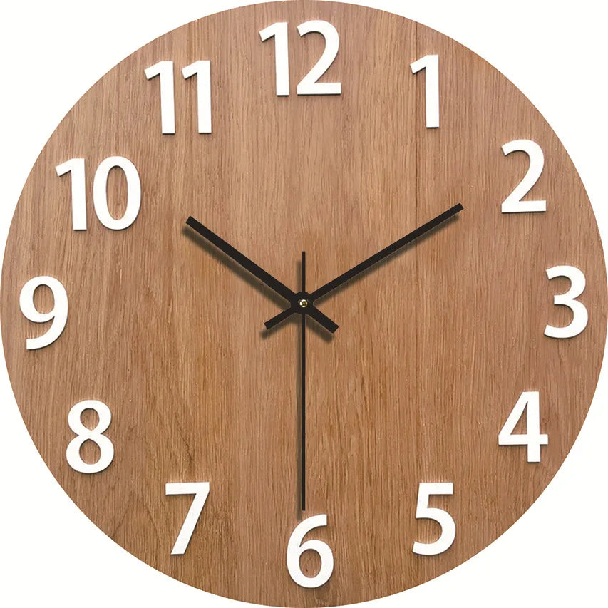 Wood grain wall clock transparent minimalist design hanging silent living room office art watch home decor hororloge