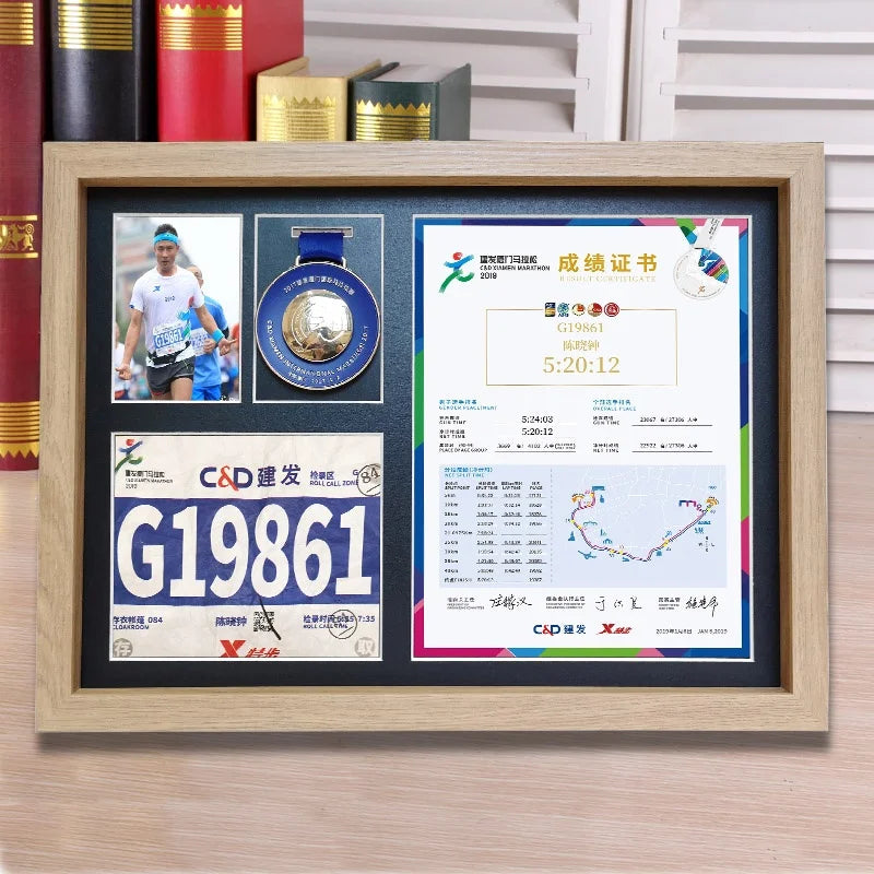 Wooden medal display frame marathon bae creative picture stand storage organizer modern simple sle rectangle