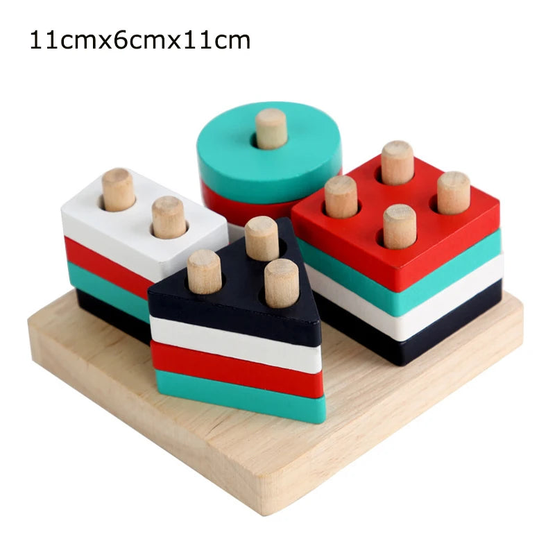 Educational wooden toys geometric shapes montessori puzzle color sorting math bricks baby preschool learning games
