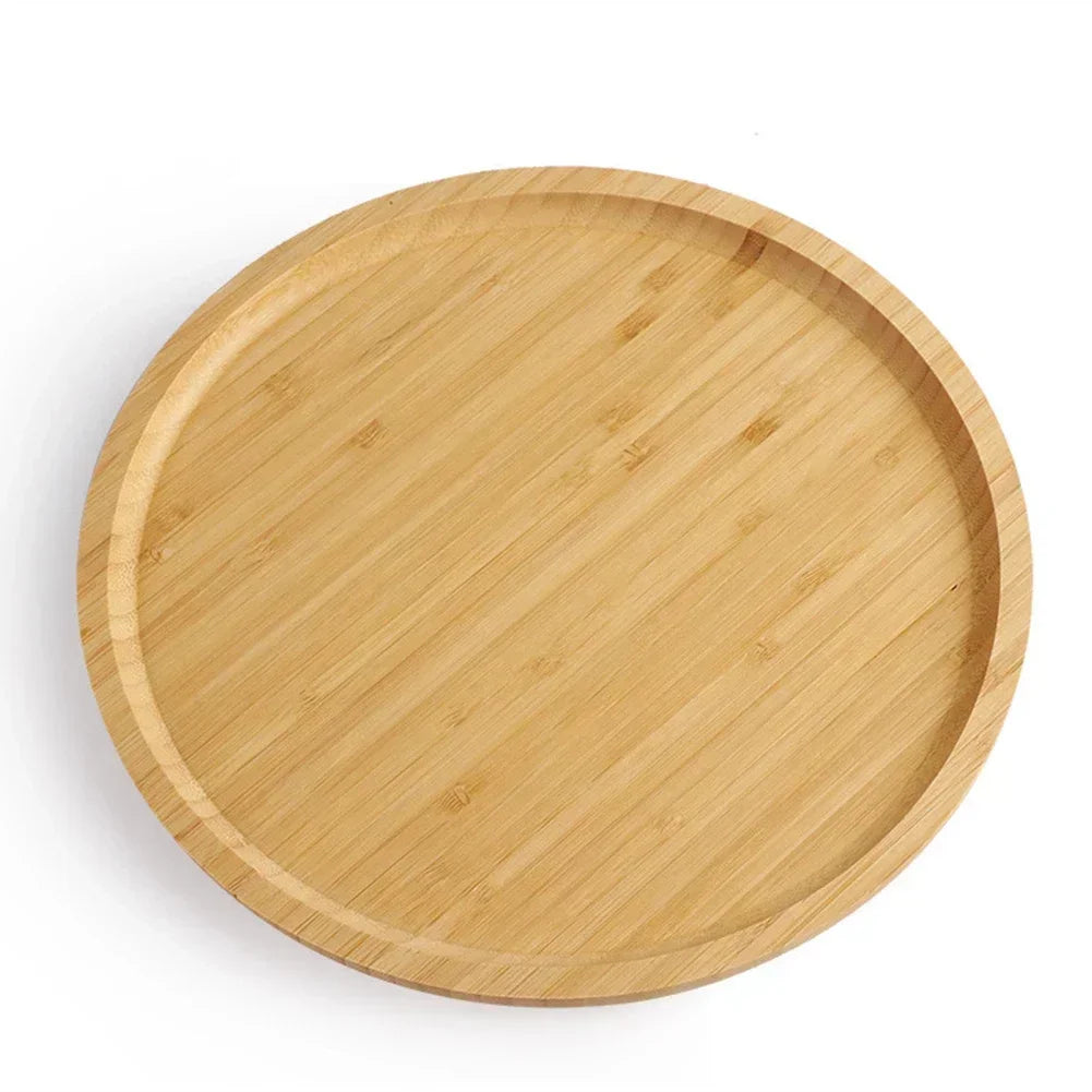 Trays serving tray 20*5*30cm easy to clean for fruit pizza multi-functional round wooden tableware stand food
