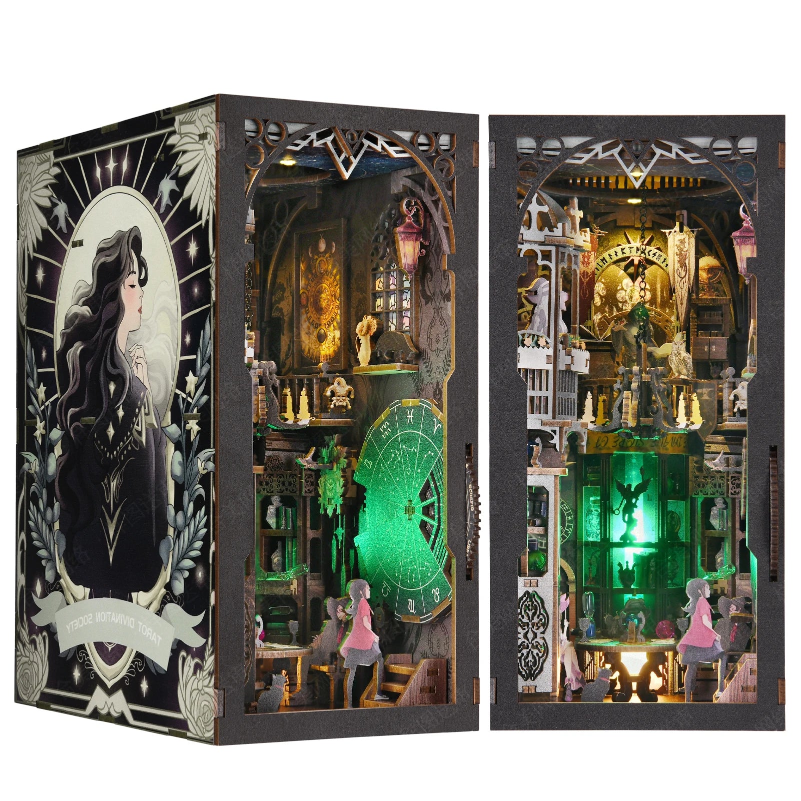 Book nook kit my puppy family diy wooden puzzle bookshelf insert decor dollhouse model bookend building home decoration