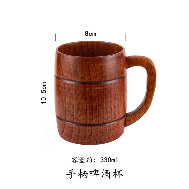 Wooden big belly cups handmade jujube wood handle beer tea coffee milk water cup kitchen bar drinkware for 1pc - bear
