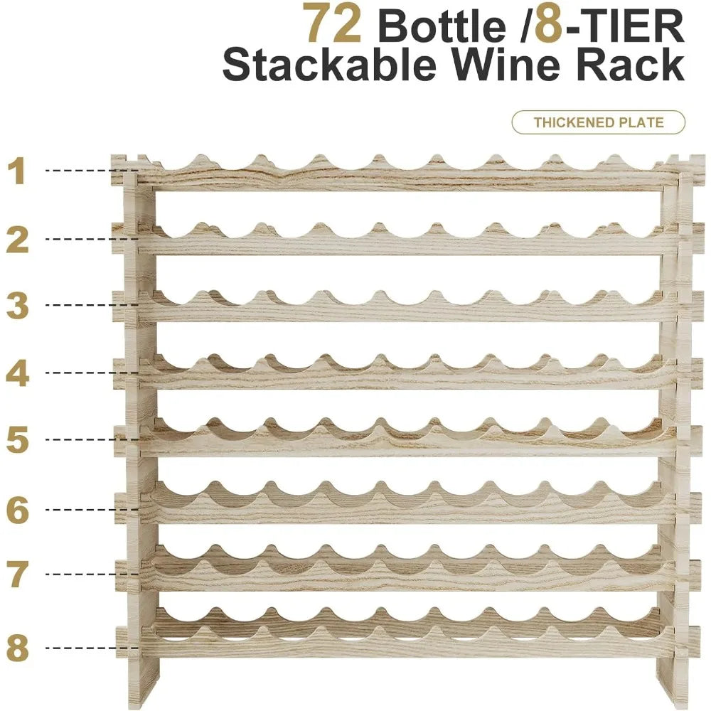 Real wood wine rack freestanding floor stackable storage solution for home and kitchen elegant wooden display f