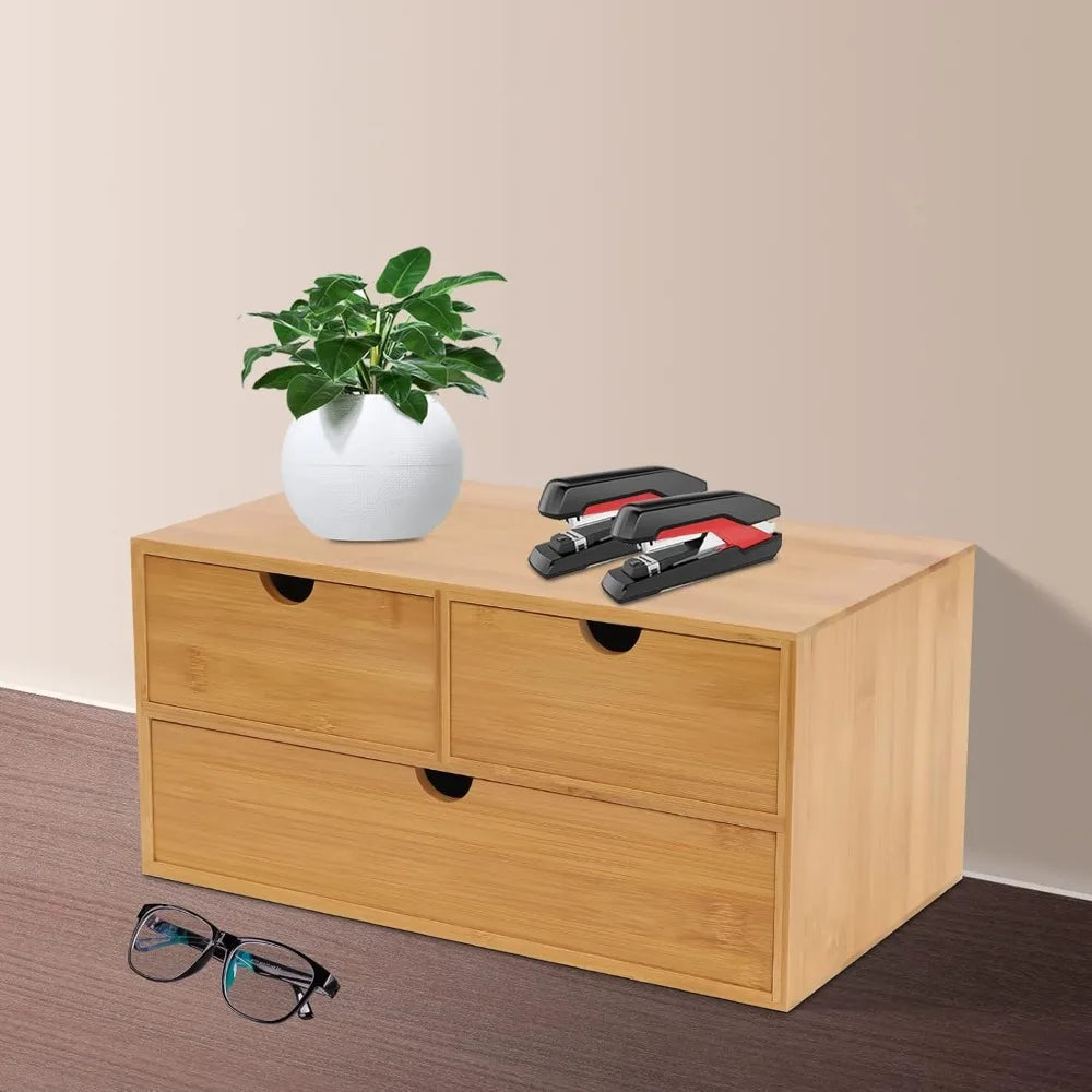 Desktop organizer with drawer wood desk organizers storage drawers handle small bamboo box for office home school