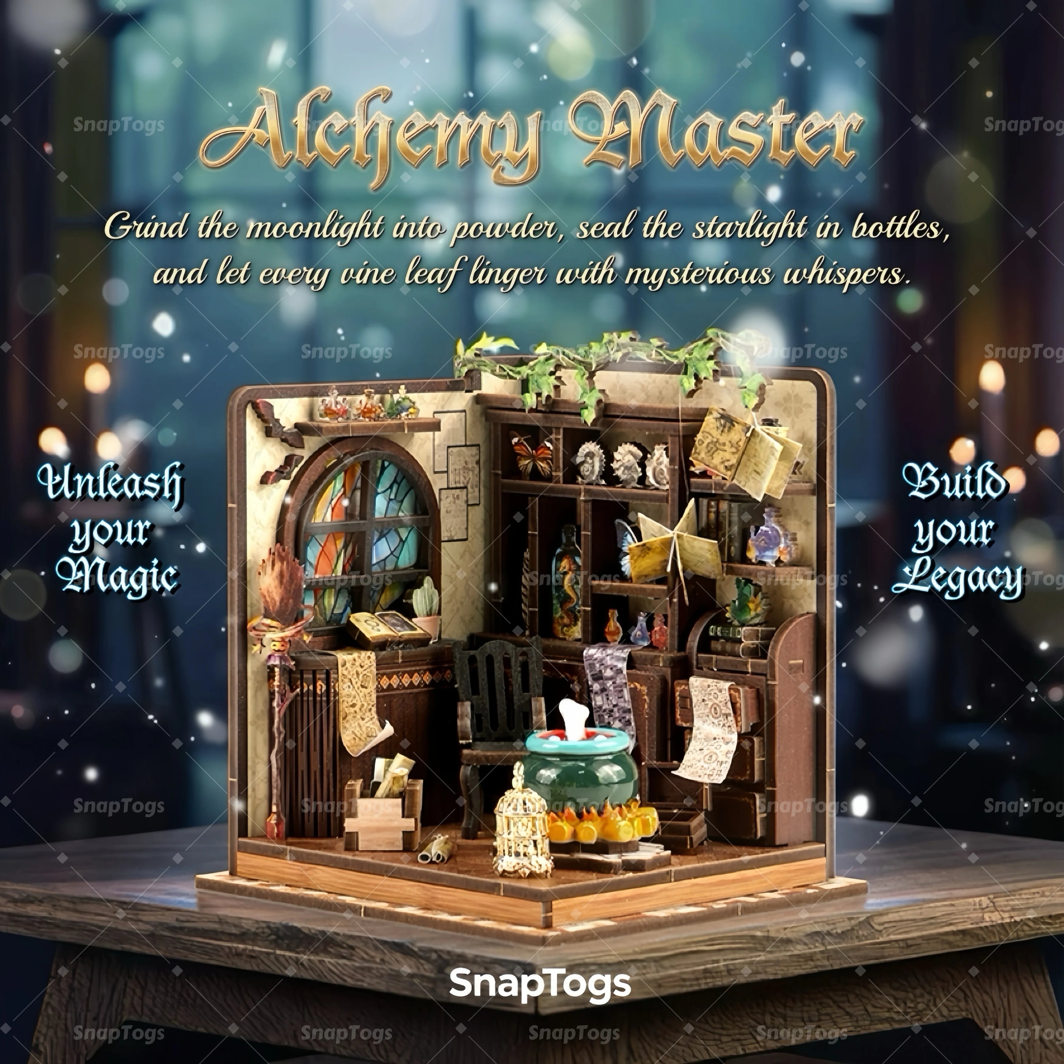 Snaptogs 3d wooden puzzle alchemy master creative handmade miniature house model new design diy kit dreamy gift