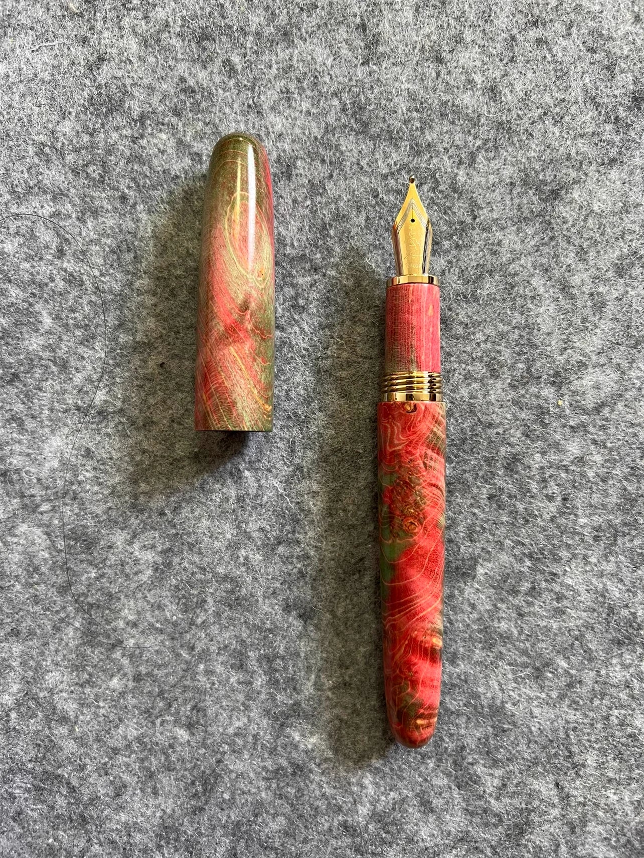 Jinhao 9056 pattern stabilized wood fountain pen long knife nib writing ink school office supplies students gifts - red