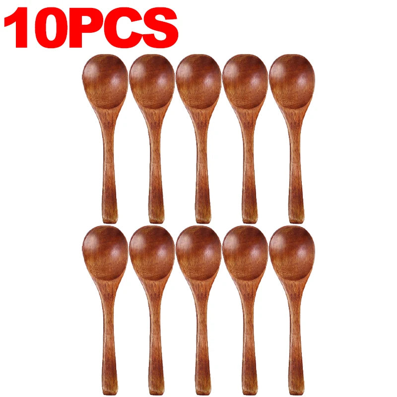 1/20x reusable wooden spoons for dinner coffee milk dessert home kitchen spice condiment salt sugar spoon tableware