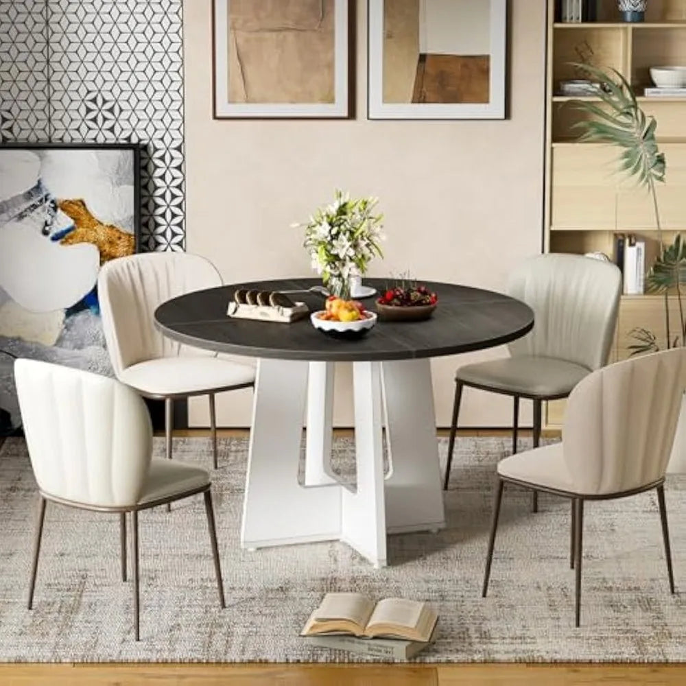 47 inches round dining table for 4 people large dinner farmhouse wood kitchen dinning room liv - united states / grey