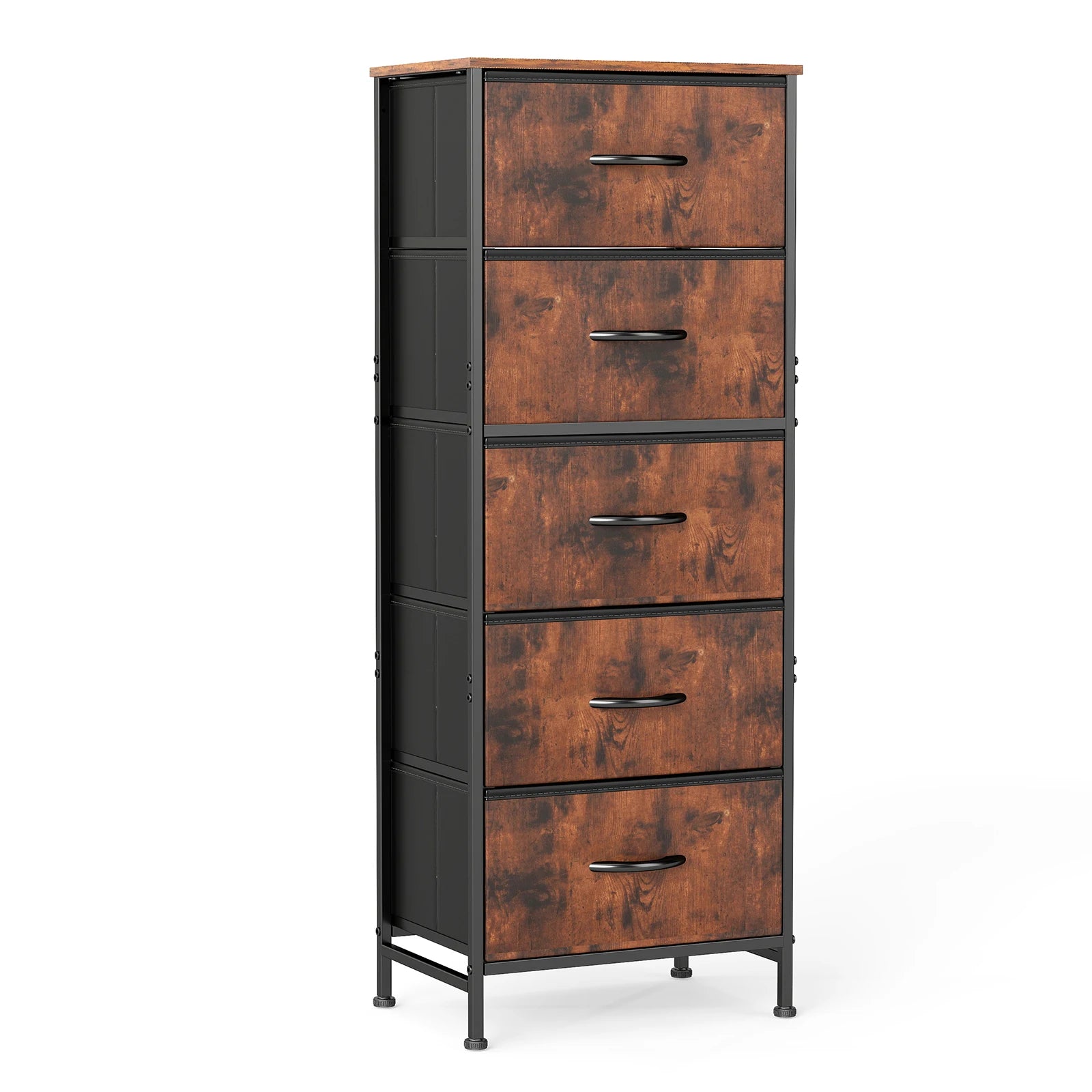 Jhk 48in dresser for bedroom with 5 fabric drawers nightstand wardrobe steel frame closet clothes storage cabinet