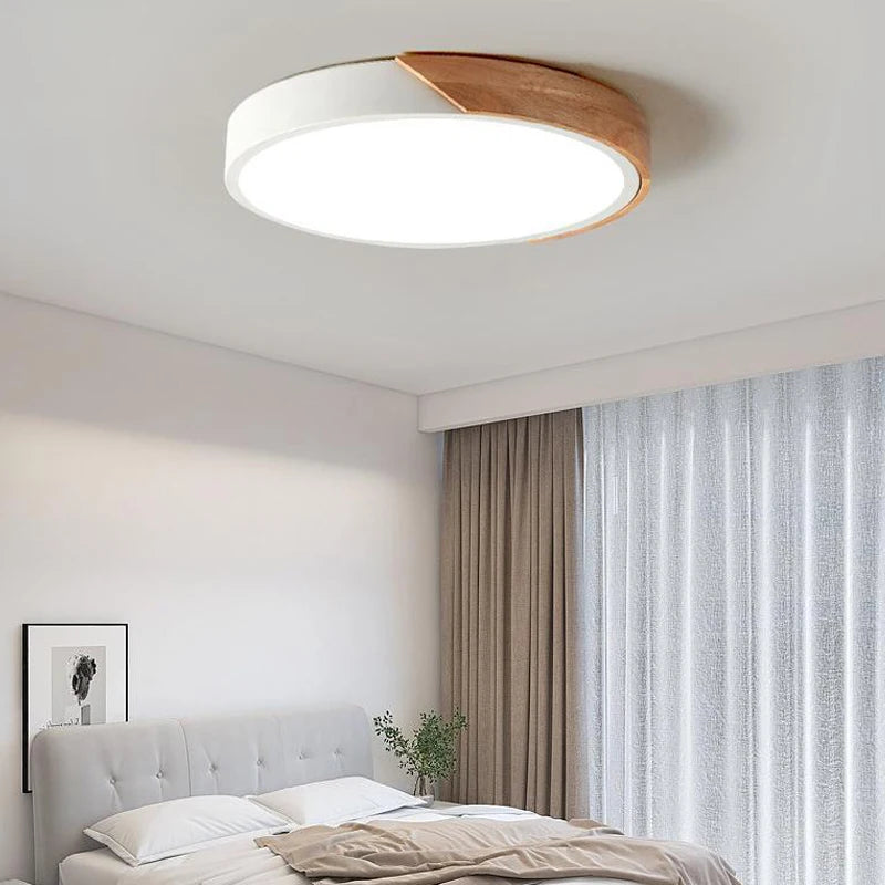 Nordic led ceiling light wooden macaroon circular lamp modern simple bedroom balcony study home decor lighting