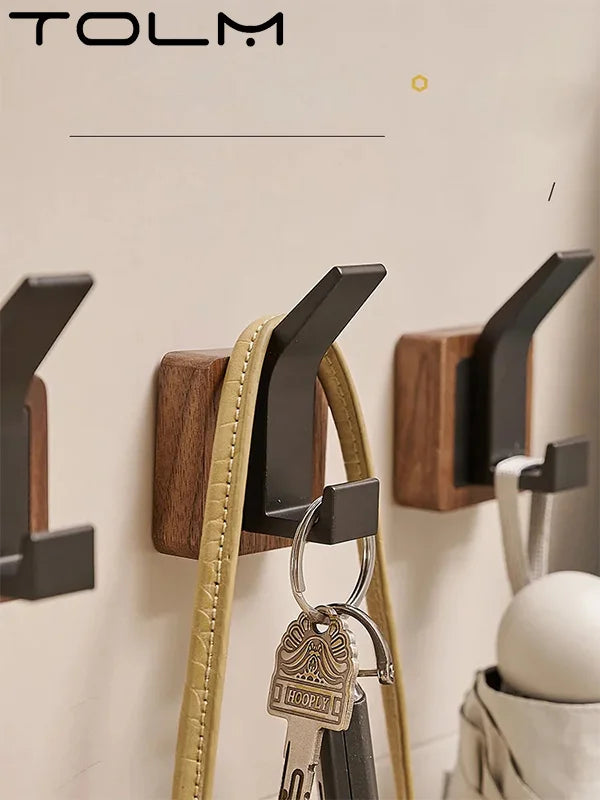 Walnut coat wall hook hanging rack for bathroom kitchen bedroom hallway hooks clothes holder