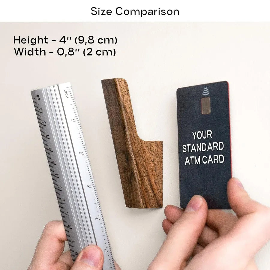 Set of 4 wall hooks in dark walnut or light ash wood for practical entryway storage: ideal hanging hats purse backpack