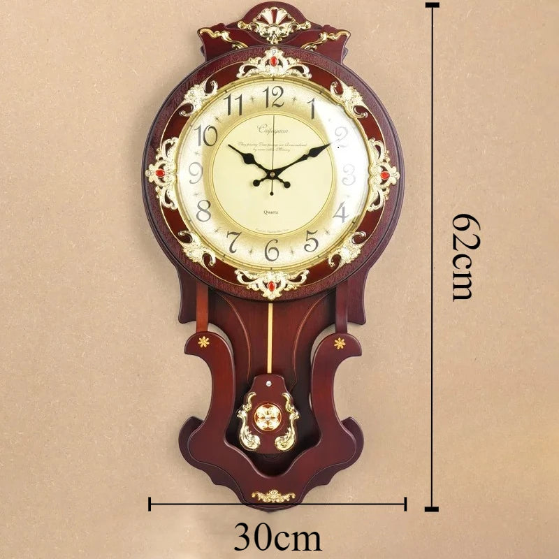 Wood vintage wall clocks silent pendulum clock nordic large home decor watches living room luxury art decoration