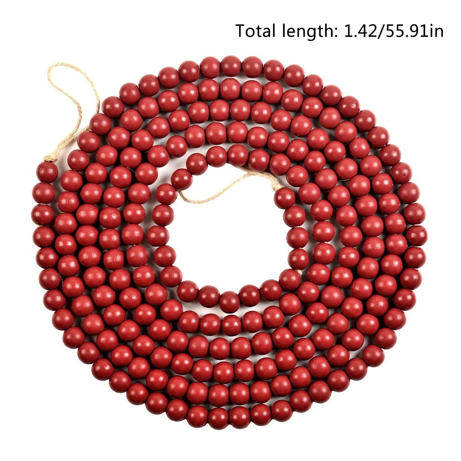 Ornativity wooden christmas garland decorations - rustic wood beaded tree bead strand xmas holiday - red / one size