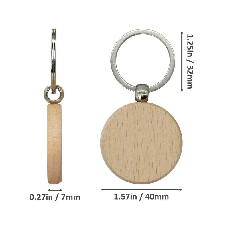 50 pieces blank wooden key tag engraving blanks unfinished wood keychain ring tags for diy crafts - chain