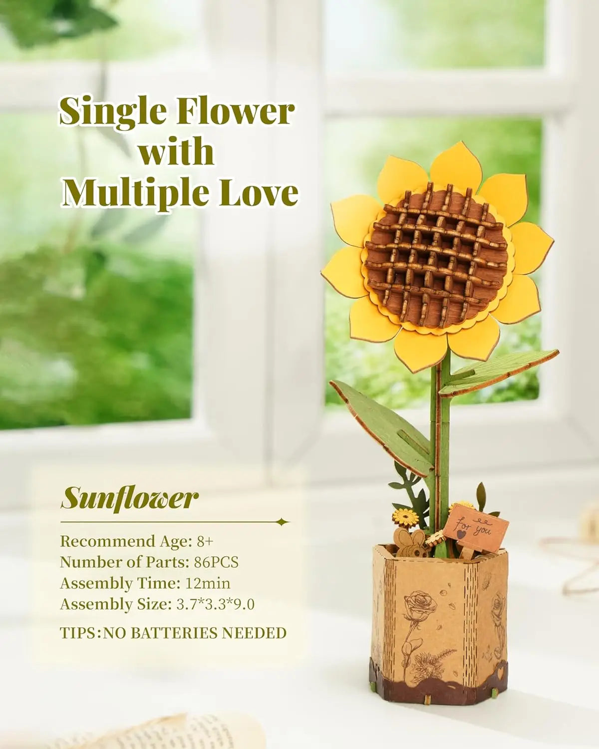 Robotime 3d wooden puzzle flowers bouquet bloom craft model kits eternal romantic gift for birthday mother’s day