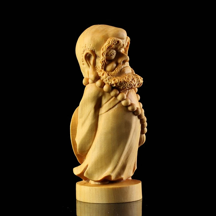 Boxwood 9cm 13cm dharma sculpture wood figure buddha statue cartoon zen master home decor - religious (buddhist)