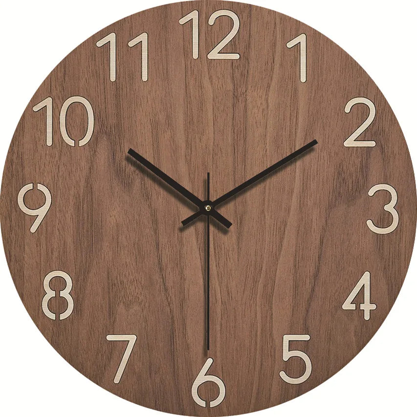 Wood grain wall clock transparent minimalist design hanging silent living room office art watch home decor hororloge