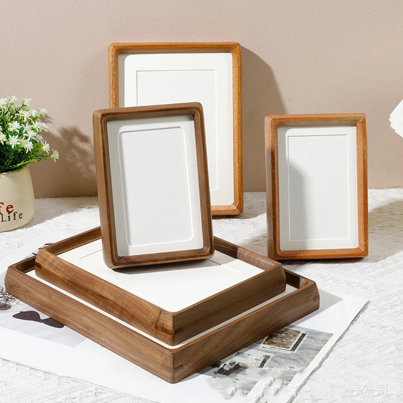 Solid wood black walnut mortise and tenon round corner picture frame elegant couple’s photo display stand home decor