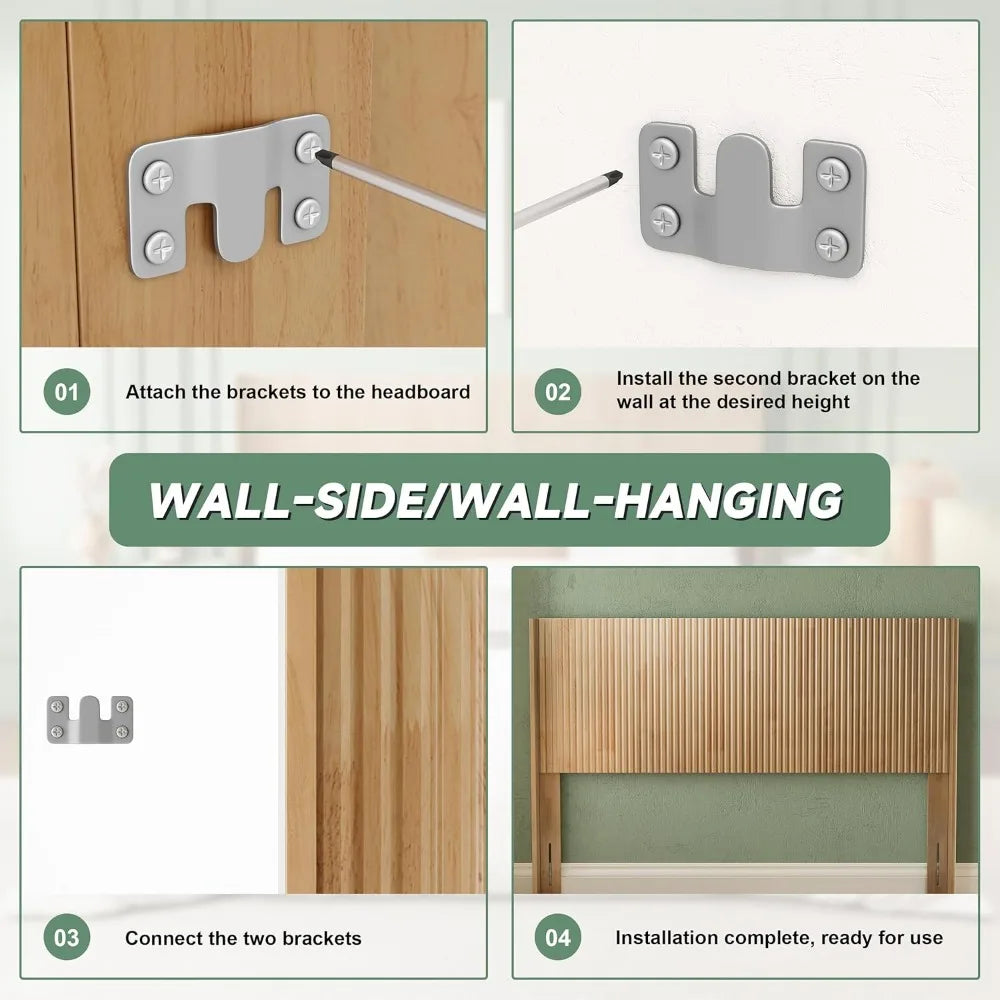 Wood headboard queen size 64.6’’ wide wooden only modern farmhouse headboards wall mounted fluted panel wingb - natural