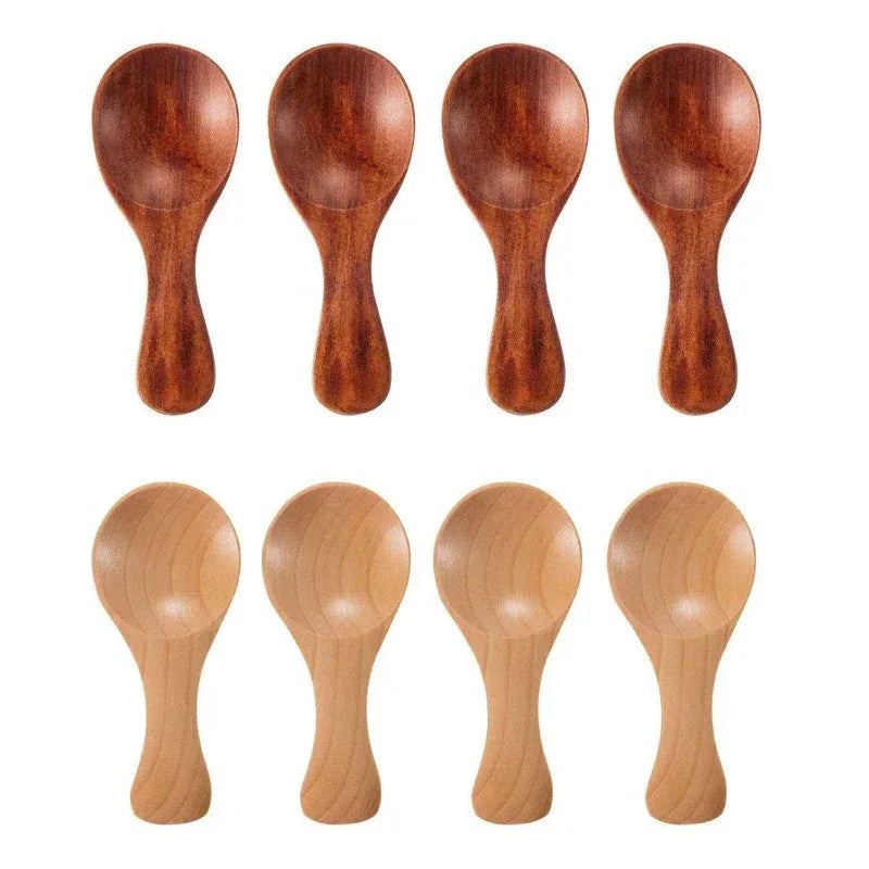 4pcs mini wooden spoons for kids small spoon spice seasoning sugar tea coffee short handle kitchen utensils