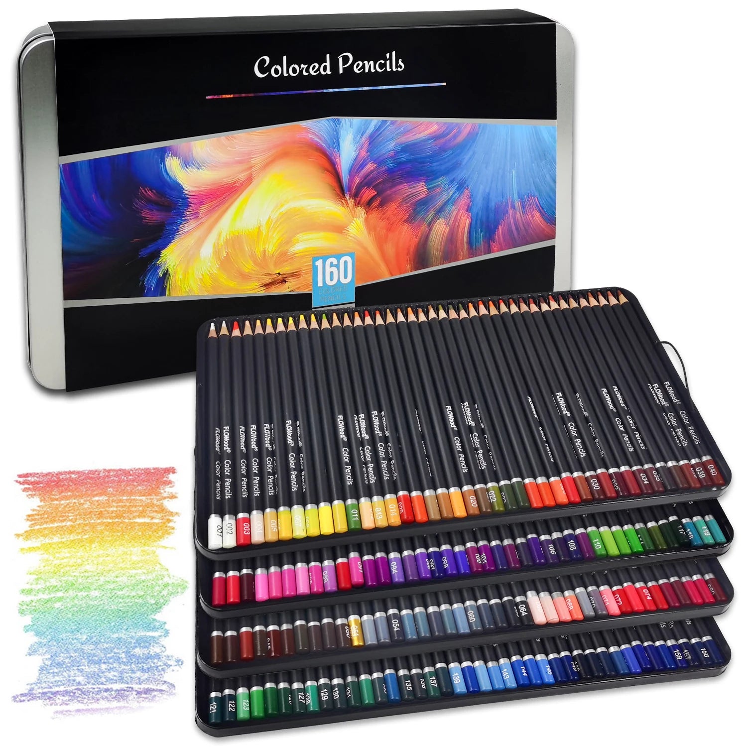 160 artist colored pencils set soft core professional numbered art drawing for sketching shading blending crafting tin
