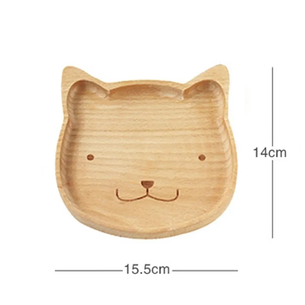 Wood plate cute cartoon cat bear solid fruit dishes tea tray dessert dinner tableware for serving kids baby - united