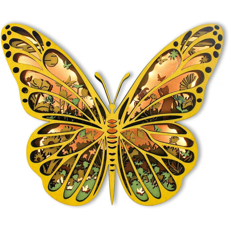 Led night light wooden wall 3d wood sculpture statue indoor bedroom living room centerpieces tables modern art - united