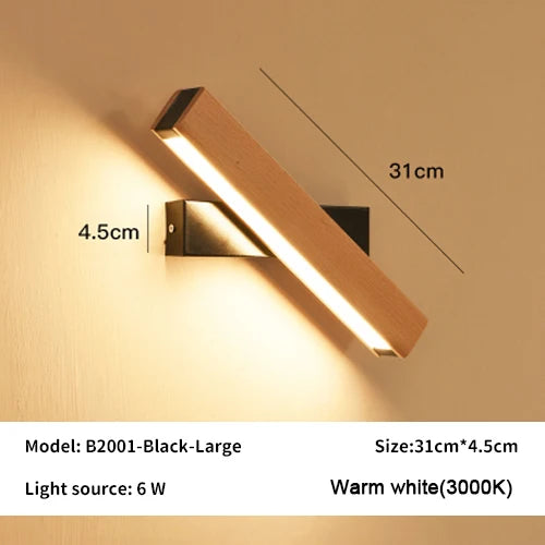 New rotatable wall lamp nordic solid wood led light simple bedside study reading adjustable lighting home decor lamps