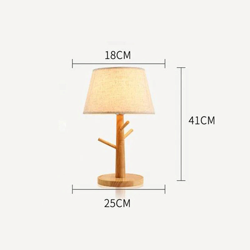 Oudeladi wooden table lamp fabric lampshade bedroom bedside warm romantic home living room bedroom study reading desk