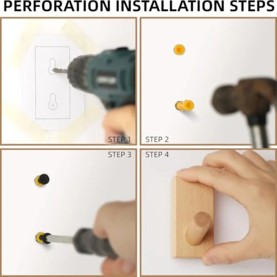 4 pack wood hooks wall tural wooden space saving no damage adhesive for entryway bedroom kitchen door hanging coat hat