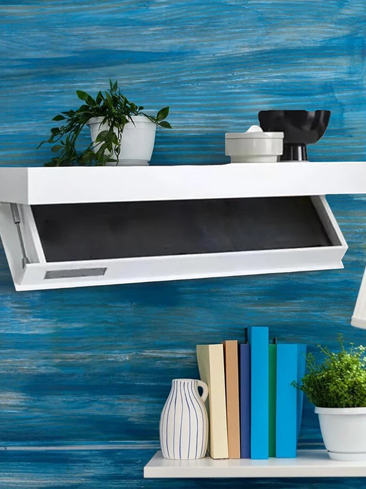 Wooden magic flap shelf with secret compartment concealed floating wall-mounted display cabinet rack for home decor