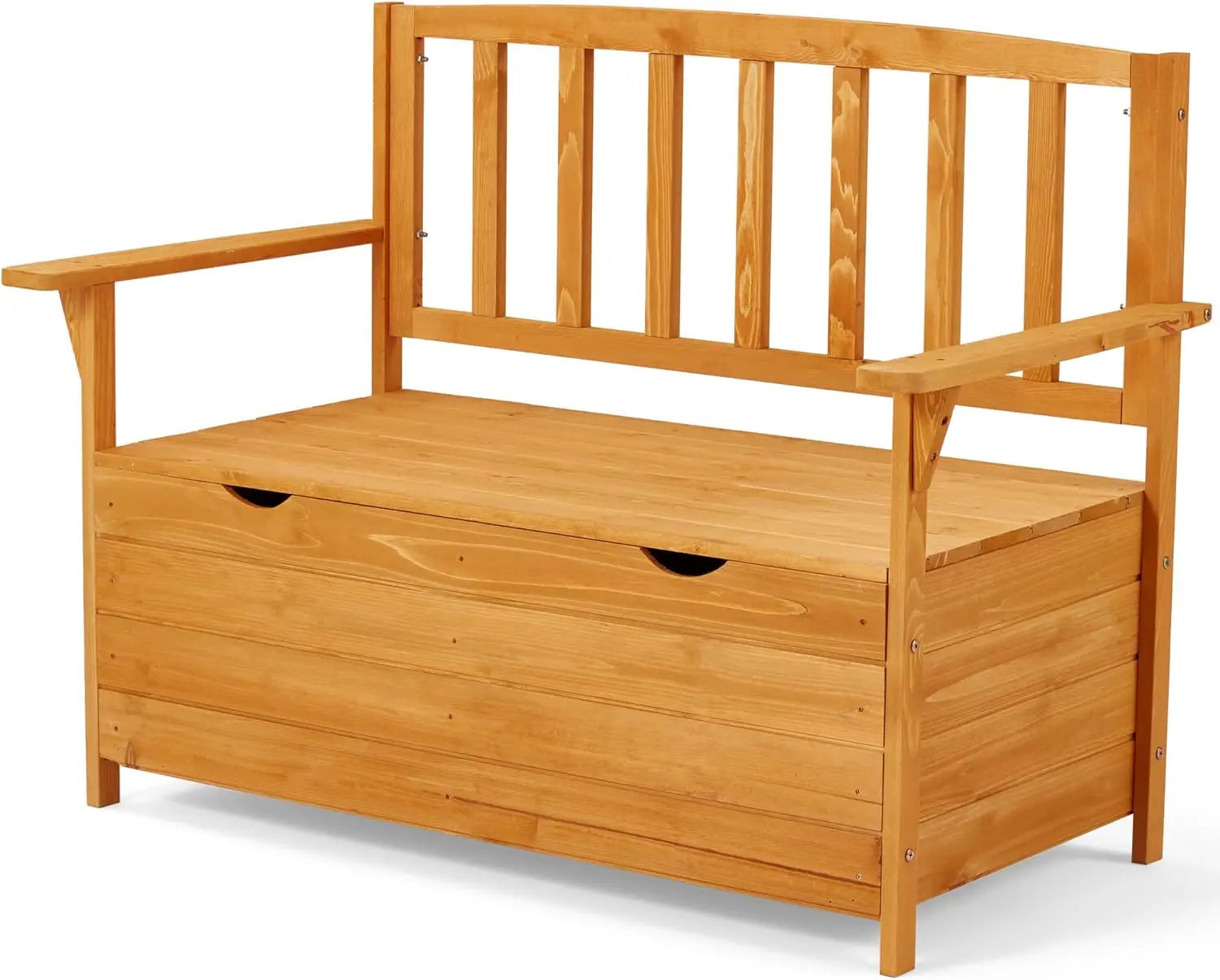 Outdoor storage bench wooden garden weatherproof patio benches for outside 2-seat front porch park - yellow / united