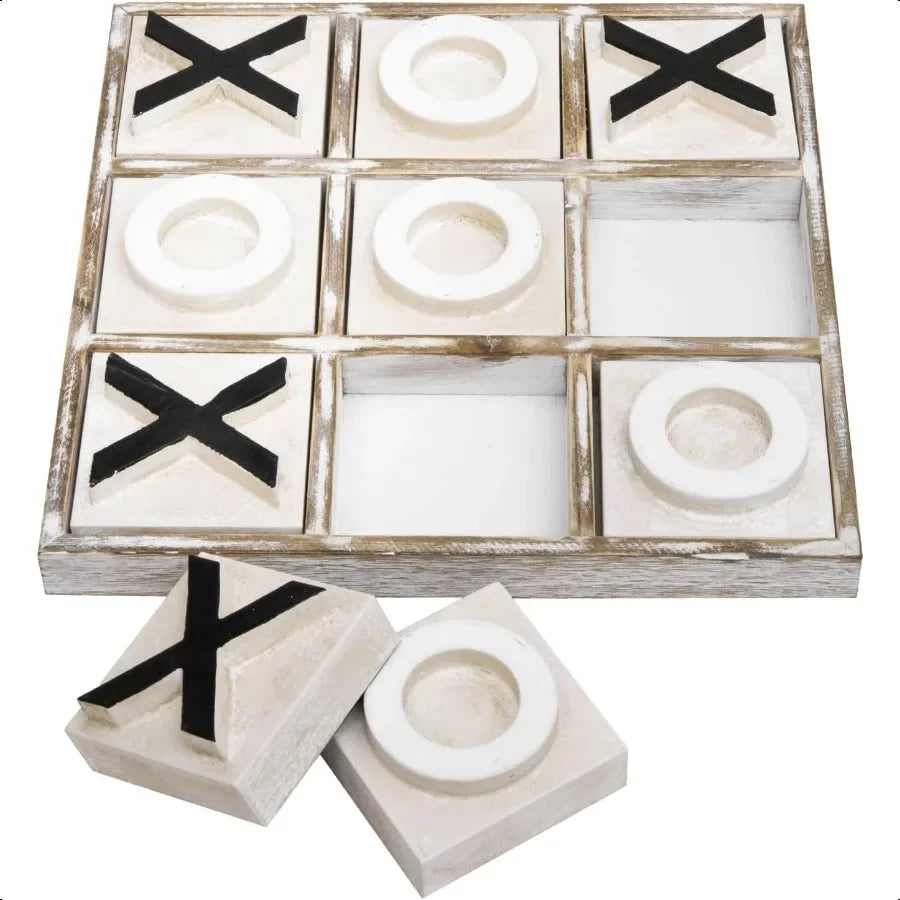 Jevergn 12.6 large wooden tic tac toe game rustic coffee table wood farmhouse board decor family games fo - united