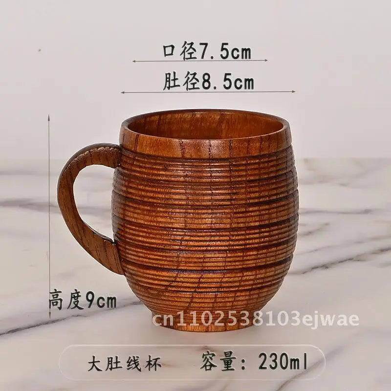 Factory in stock creative large cup round solid wood tea universal insulation wooden price discount - 859 cup150 500m