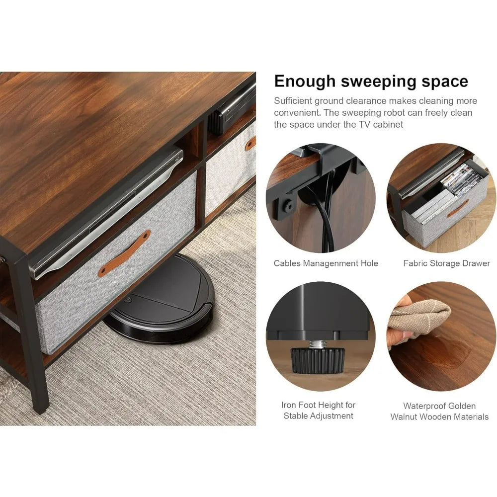 No drill swivel tv stand with mount for 37-75 inch tvs up to 88lbs entertainment center storage console removabl